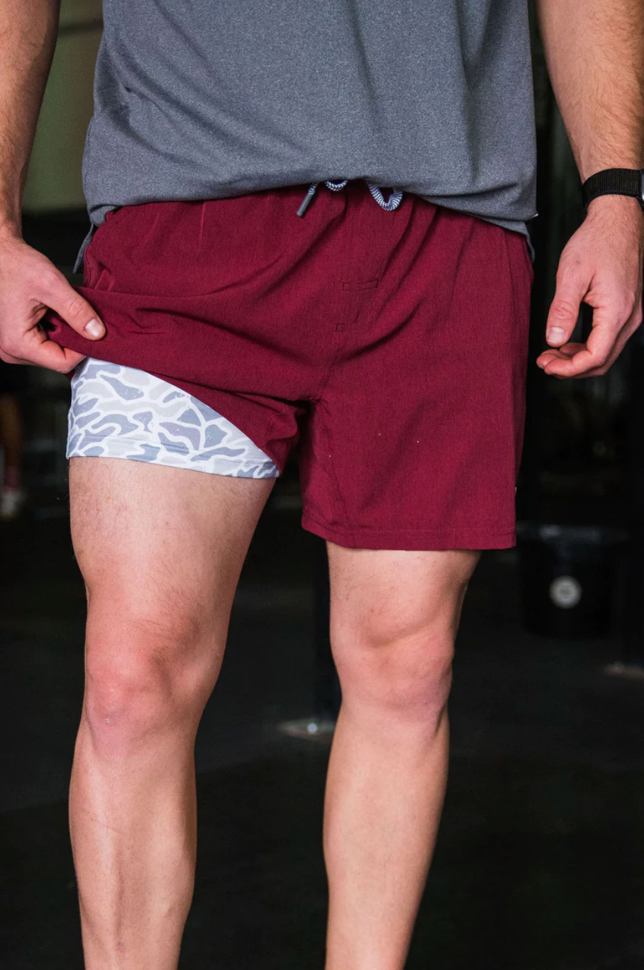 Burlebo Athletic Short - Maroon - White Camo Liner