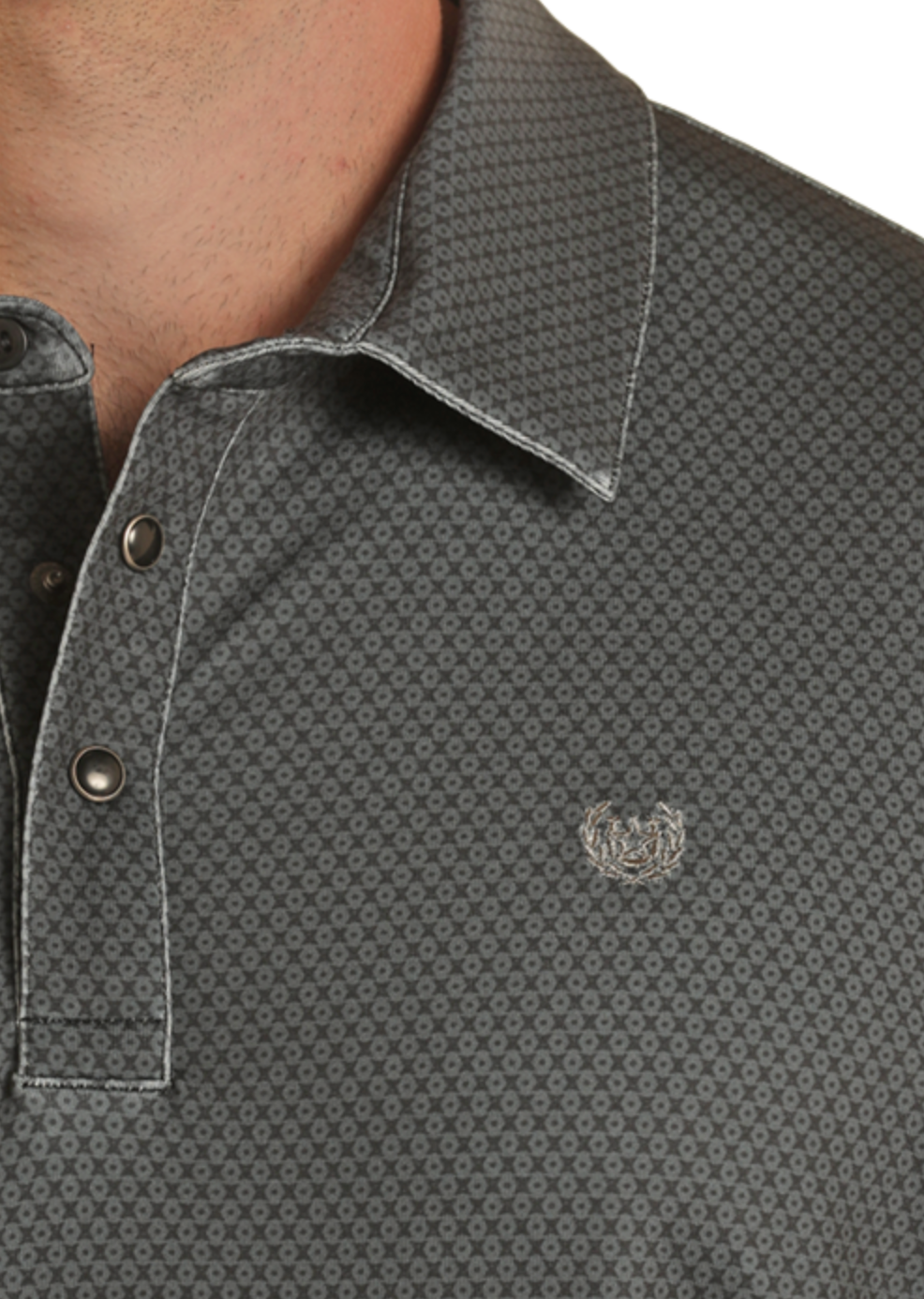 Rock & Roll Denim S/S Micro Print Polo Shirt