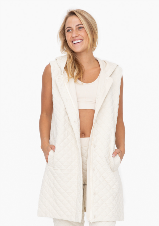 Mono B Longline Quilted Cotton Blend Vest