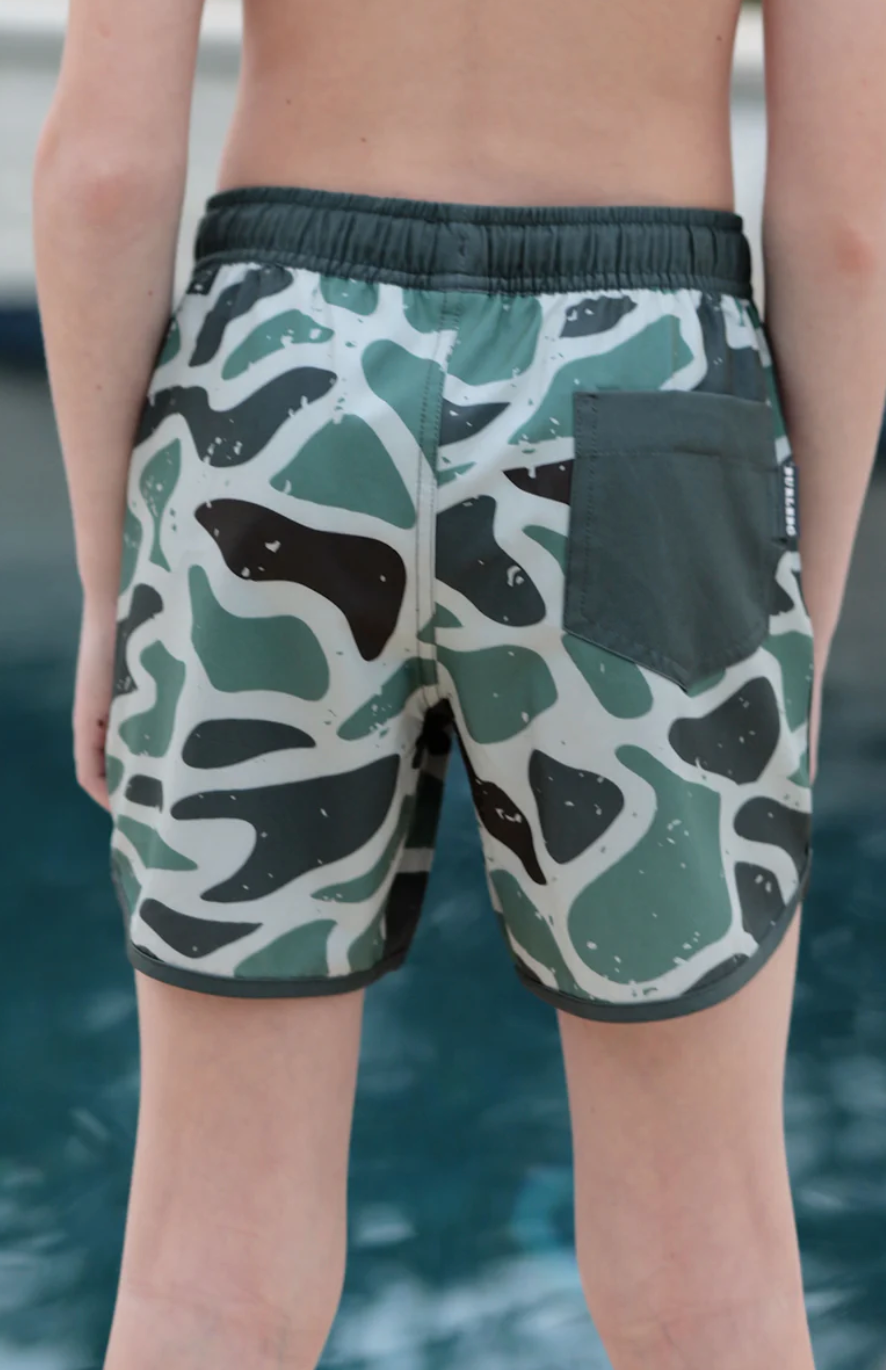 Burlebo Youth Swim Trunk - Jumbo Retro Duck Camo