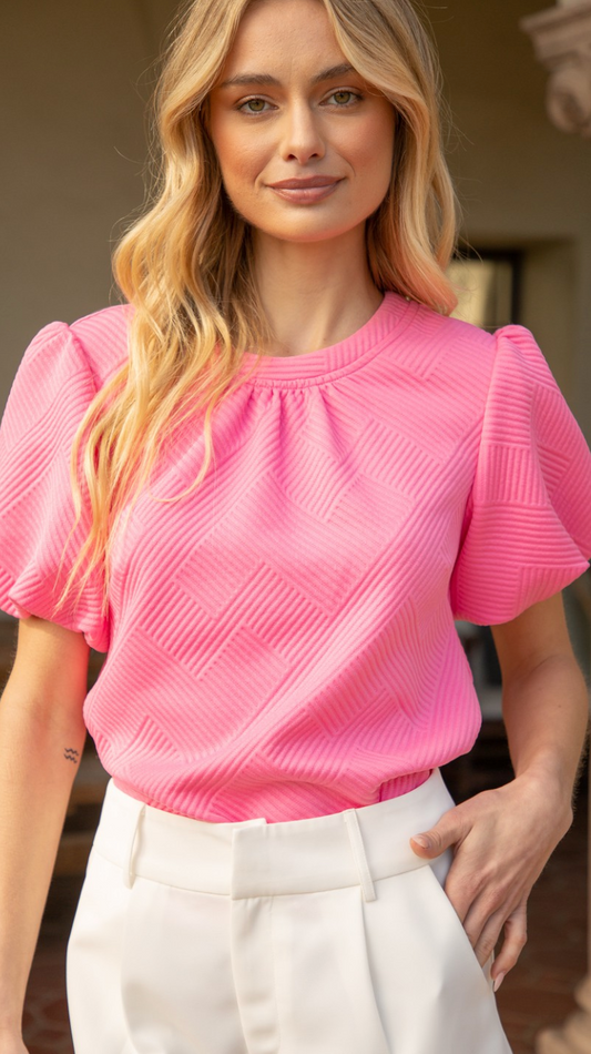 Textured Bubble Sleeve Top