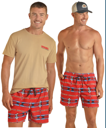 Red Aztec Swim Short