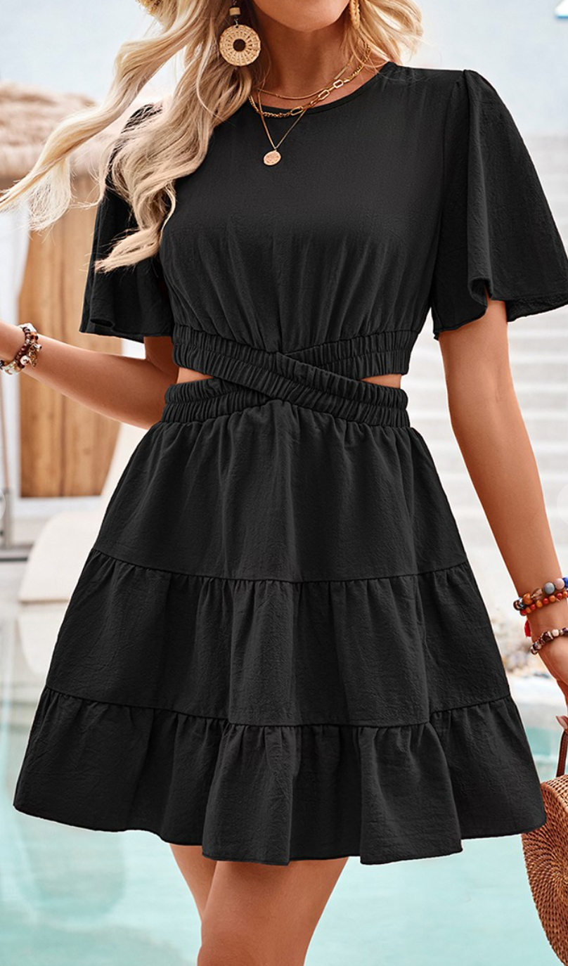 Criss Cross Ruffle Dress