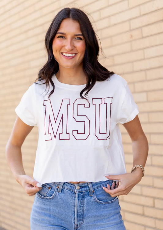 Mississippi State Oversized Cropped Cuffed Tee