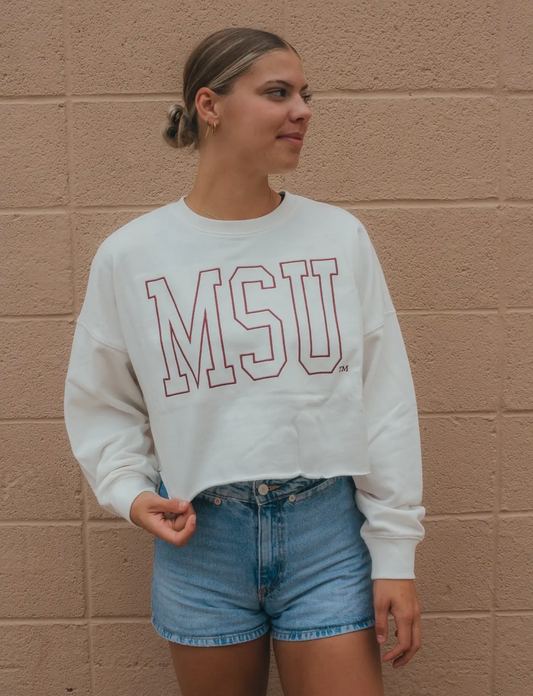 Mississippi State Oversized Cropped L/S