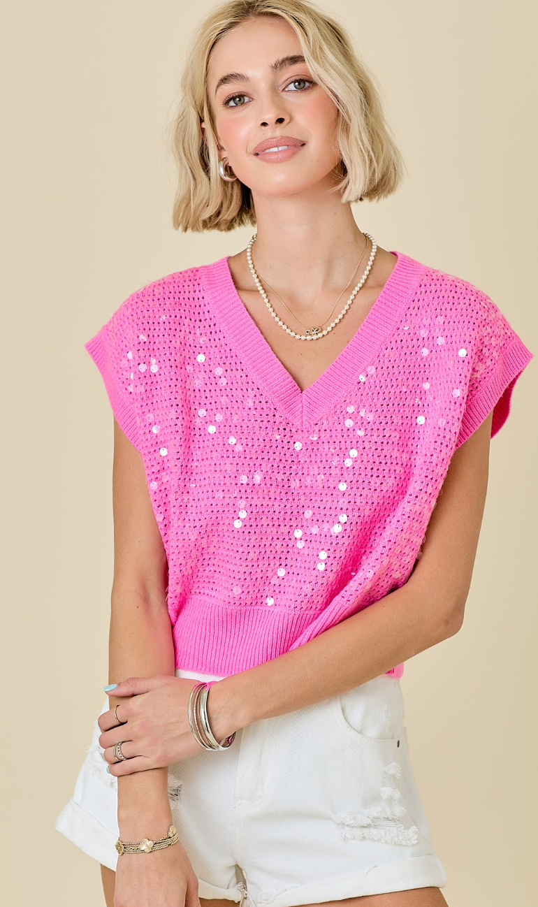 Glamorous V-Neck Sequin Top