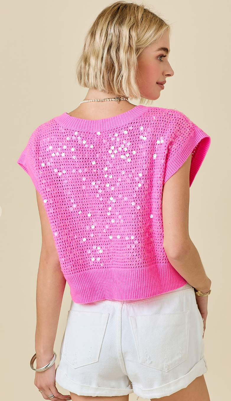 Glamorous V-Neck Sequin Top