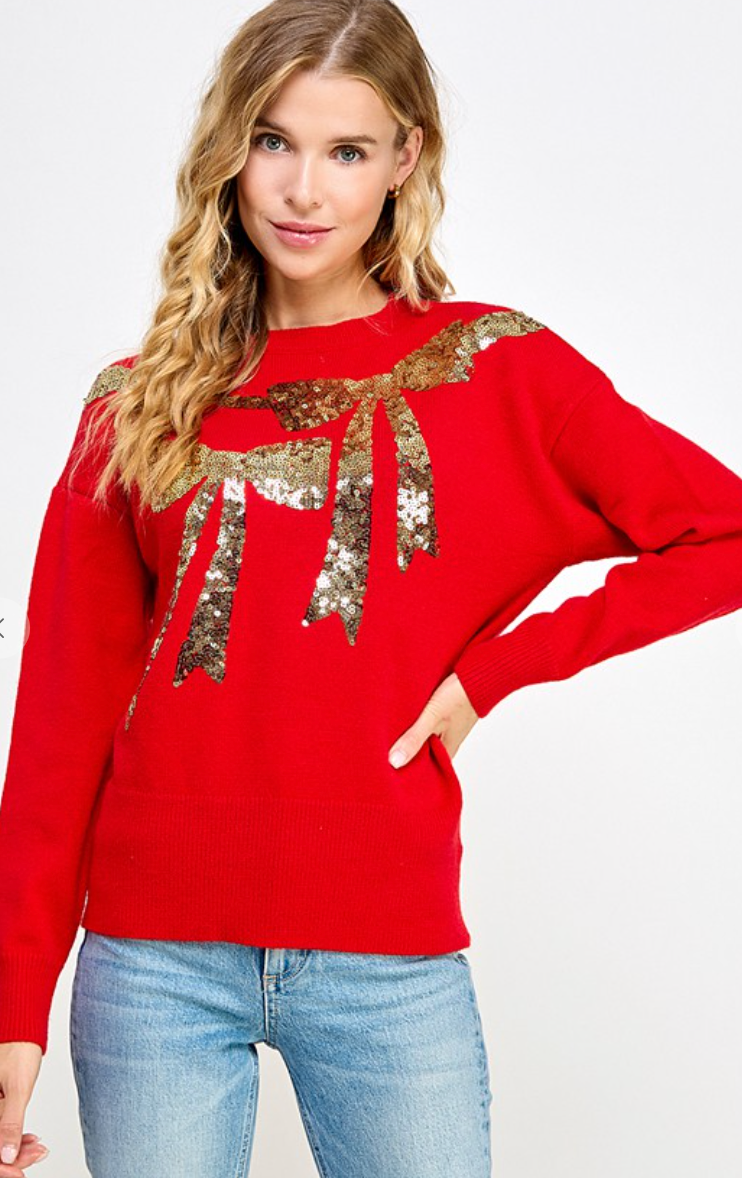 Beautiful Sequin Ribbon Sweater