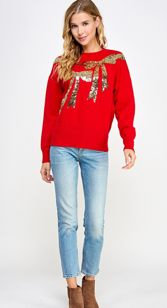 Beautiful Sequin Ribbon Sweater