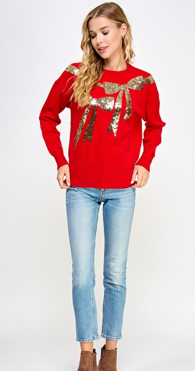 Beautiful Sequin Ribbon Sweater