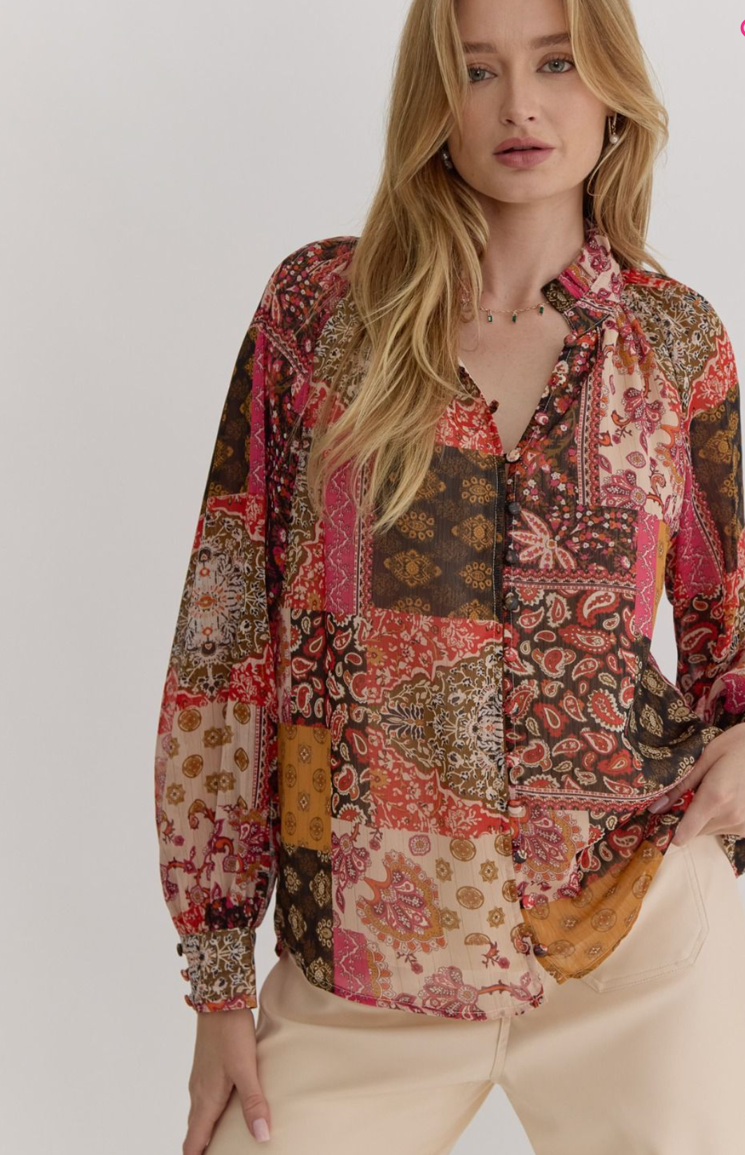 Paisley Fall Print Top