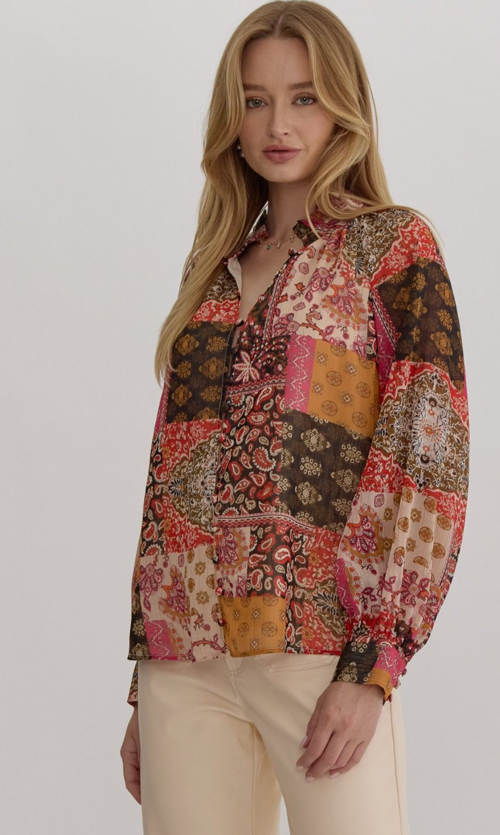 Paisley Fall Print Top