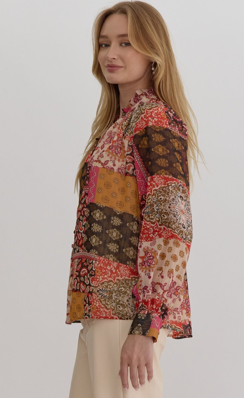 Paisley Fall Print Top