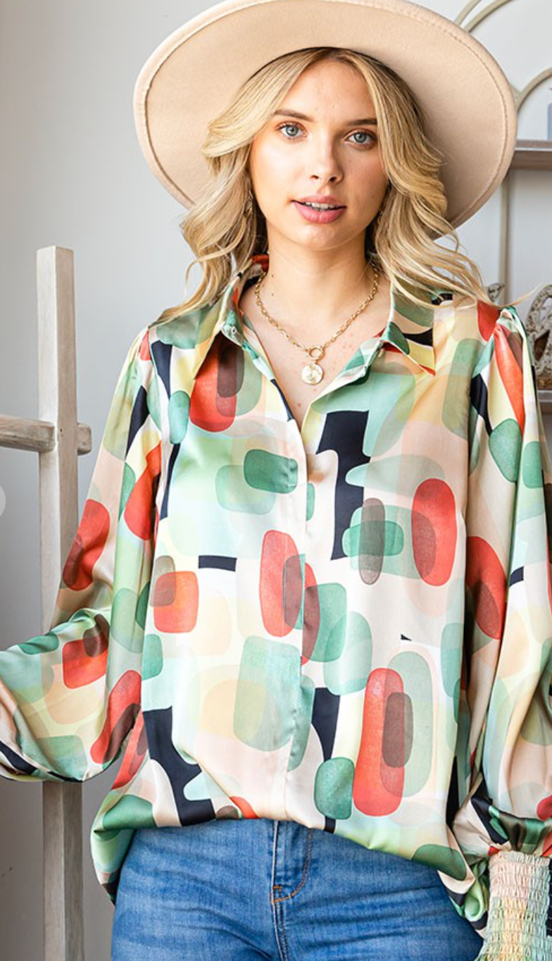 Vibrant Abstract Print Top