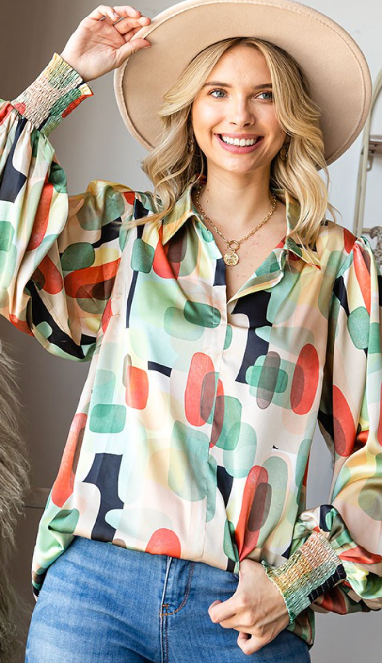 Vibrant Abstract Print Top