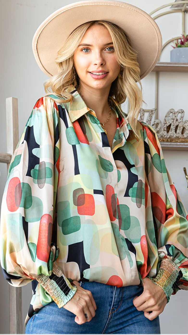 Vibrant Abstract Print Top