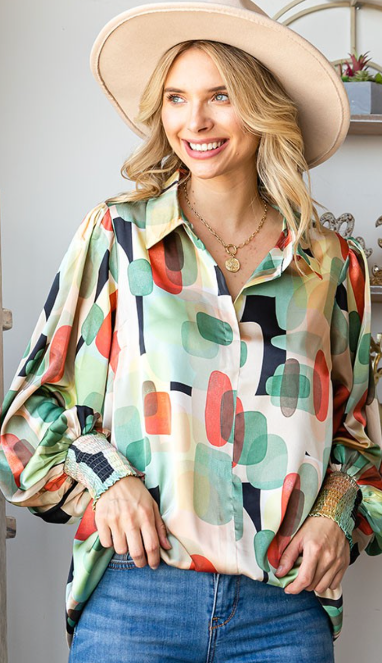 Vibrant Abstract Print Top