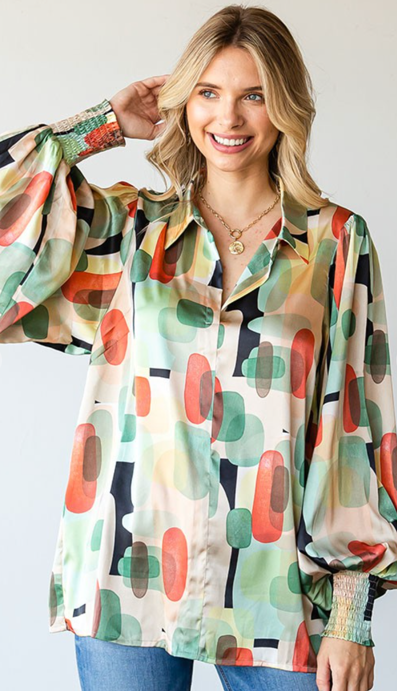 Vibrant Abstract Print Top