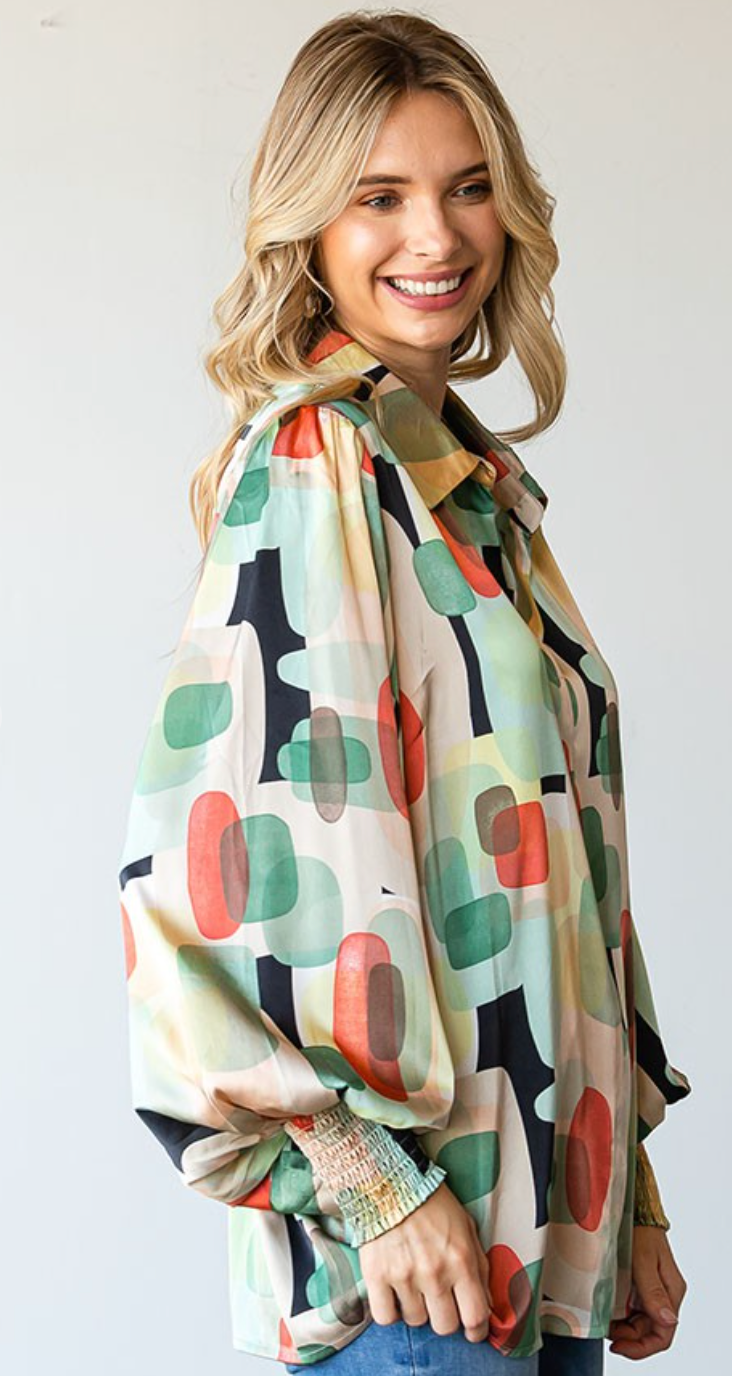 Vibrant Abstract Print Top