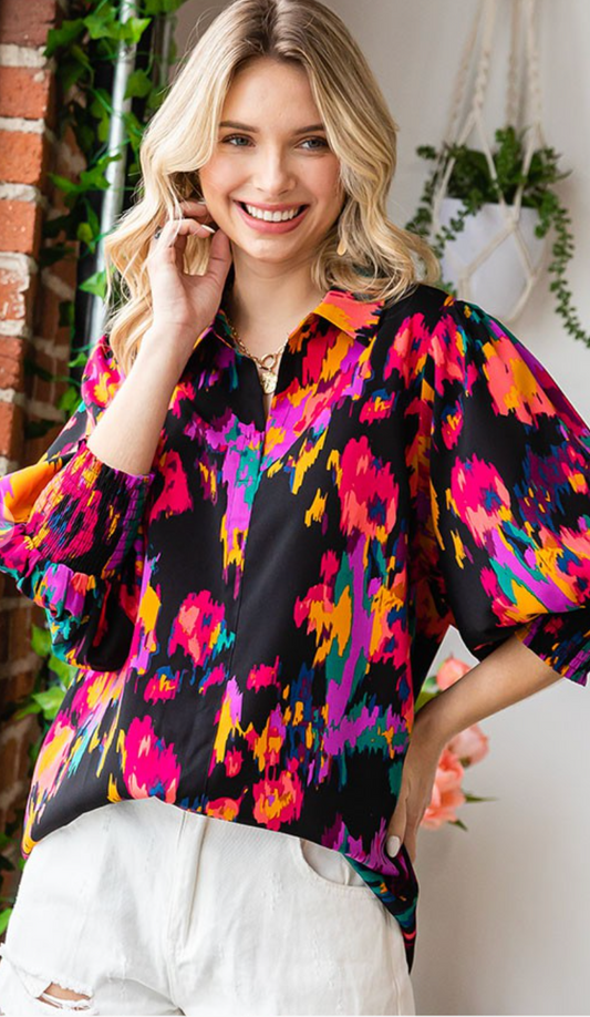 Vibrant Abstract Print Top