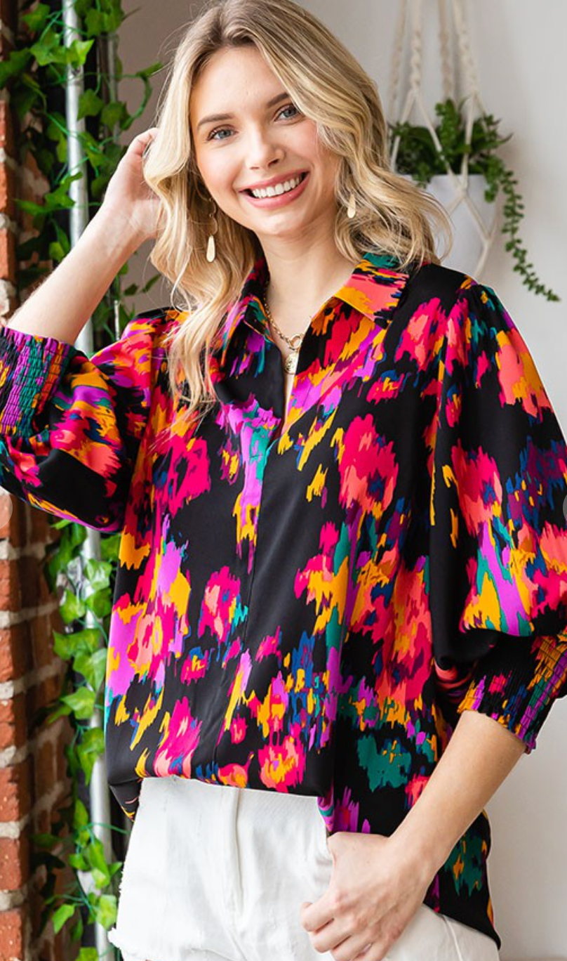 Vibrant Abstract Print Top