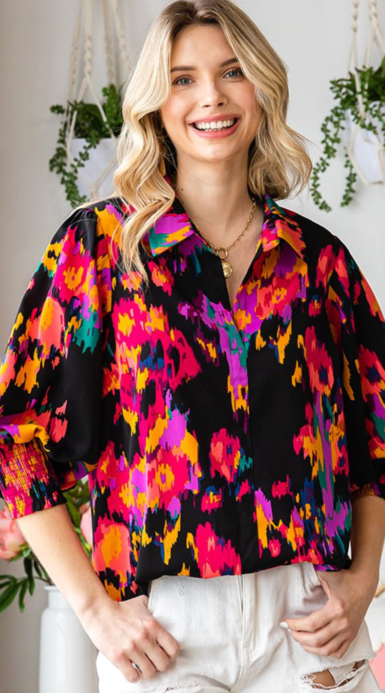 Vibrant Abstract Print Top