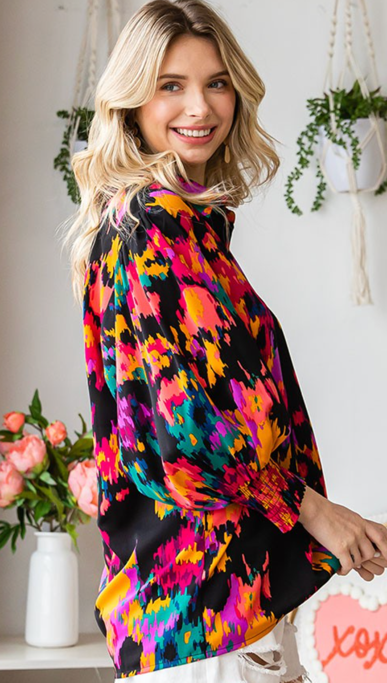 Vibrant Abstract Print Top