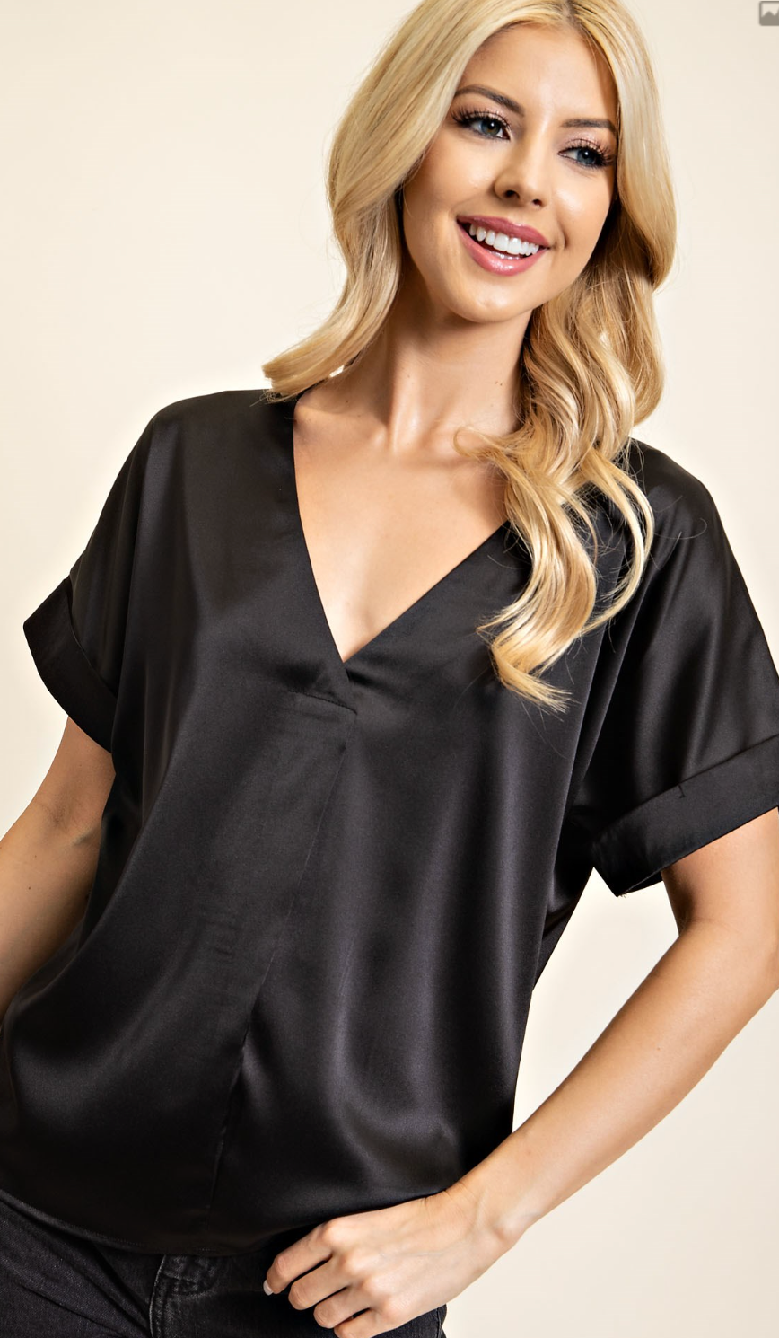 Popular V-Neck Silk Top