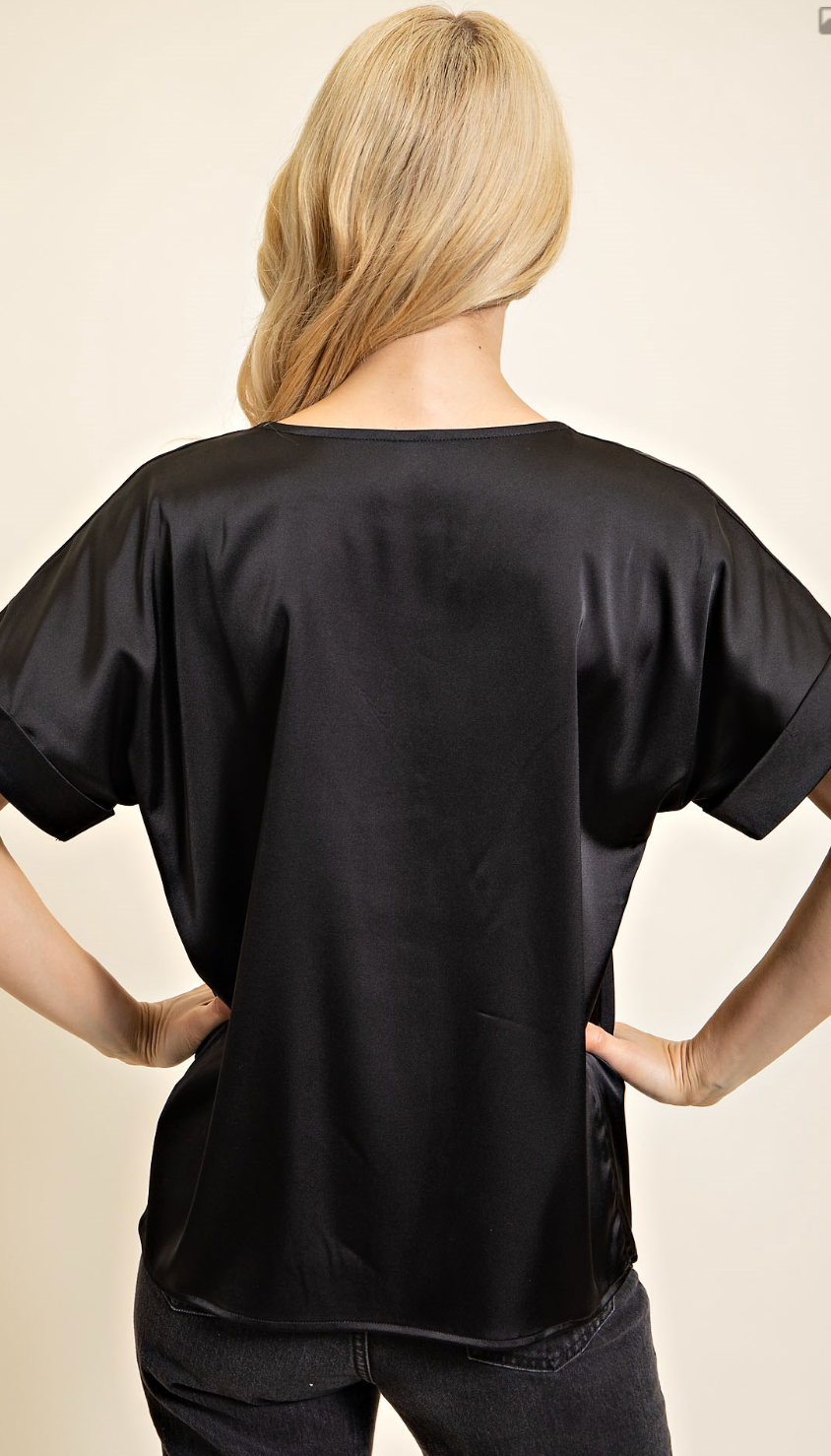 Popular V-Neck Silk Top