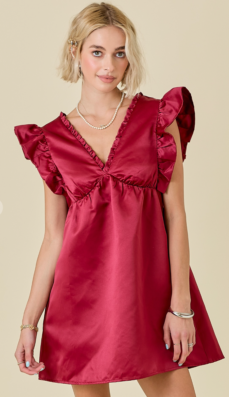 Game Day Babydoll Satin Dress