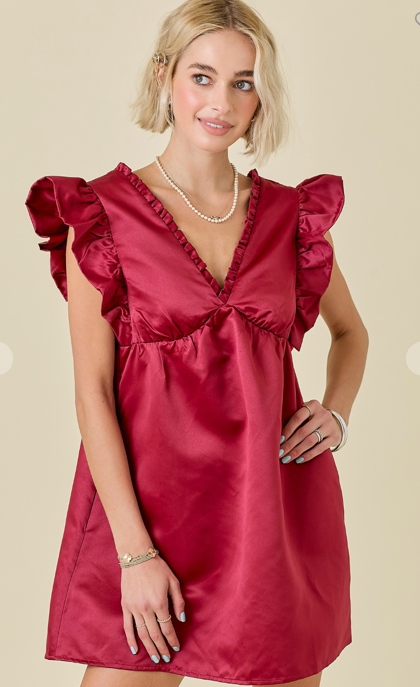 Game Day Babydoll Satin Dress