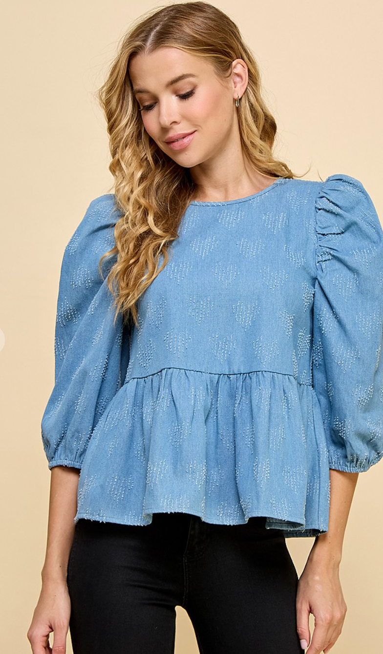 Stunning Denim Peplum Top