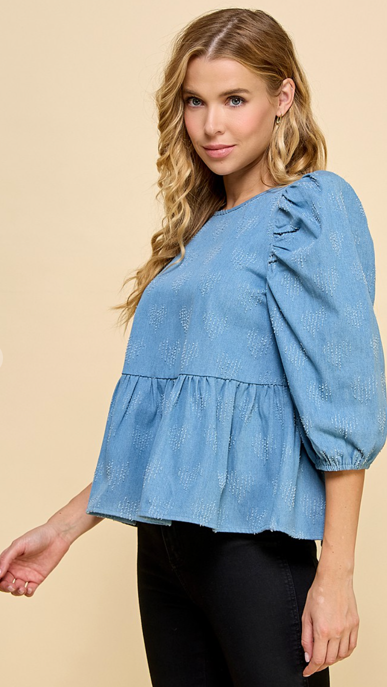 Stunning Denim Peplum Top