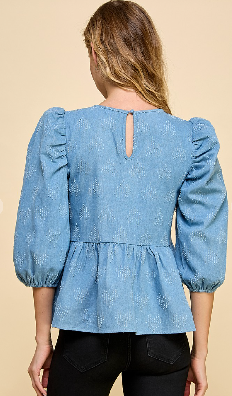 Stunning Denim Peplum Top