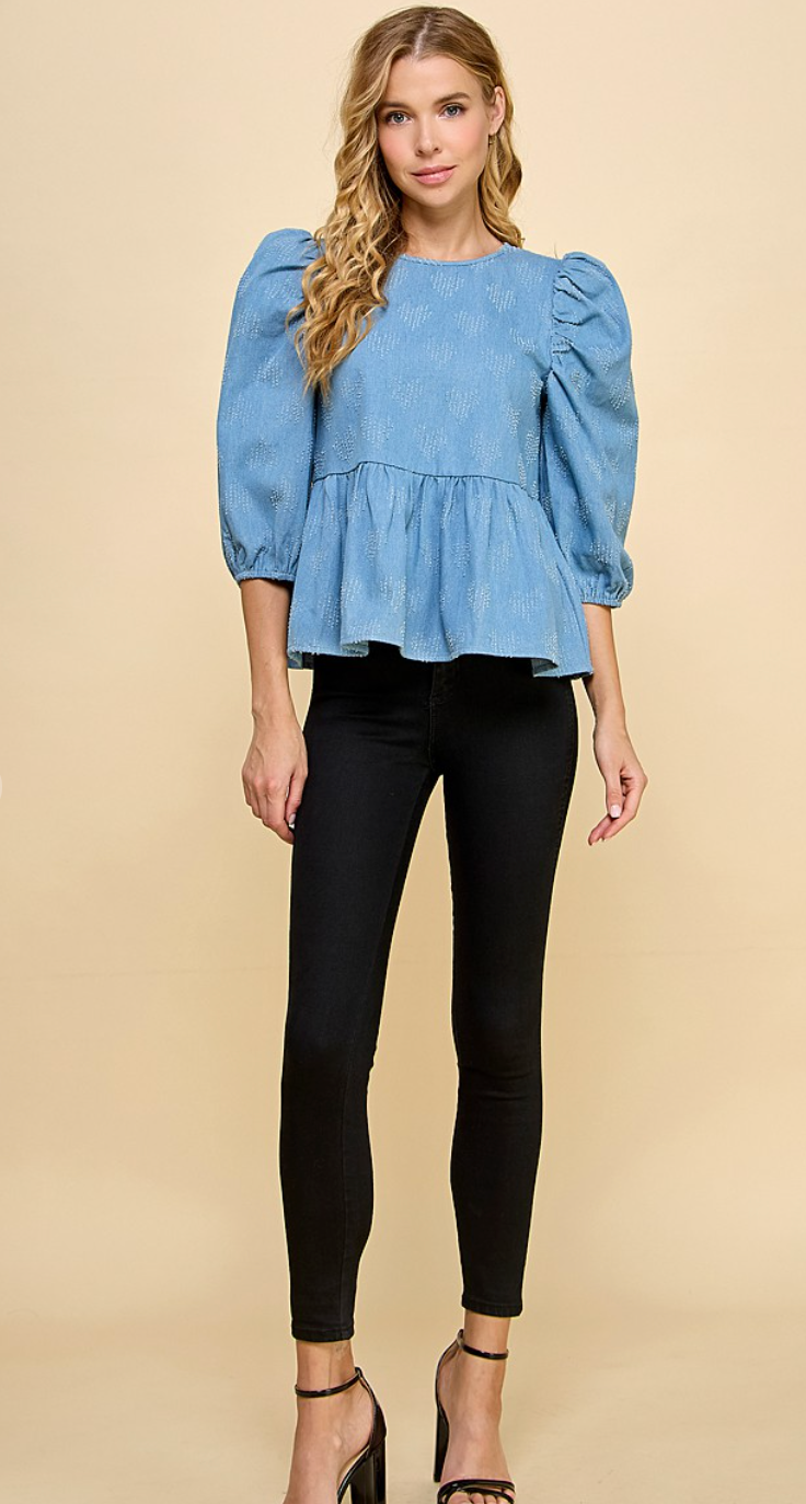 Stunning Denim Peplum Top