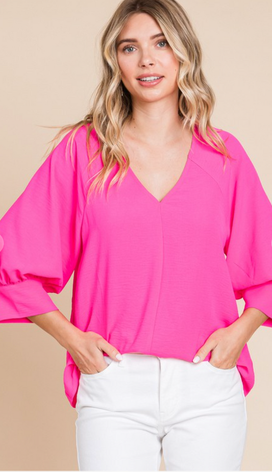 Flattering Solid V-Neck Top