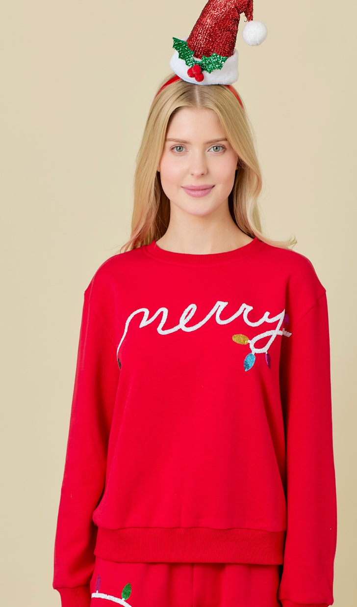 Merry Sequined Christmas Top