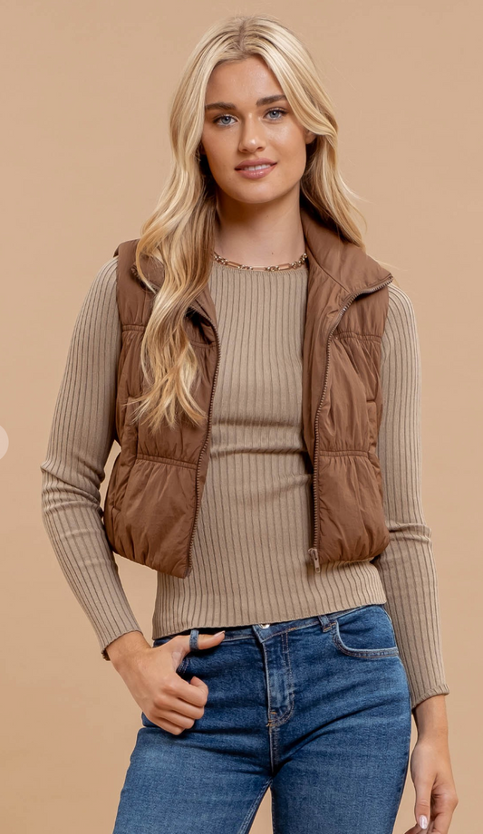 The Perfect Fall Cropped Puffer Vest