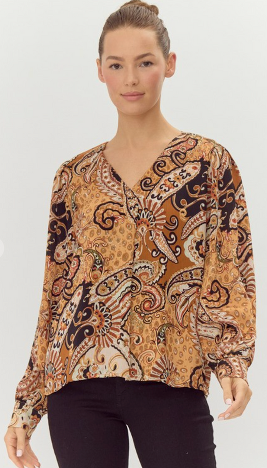 Mrs. Flattering Paisley Top