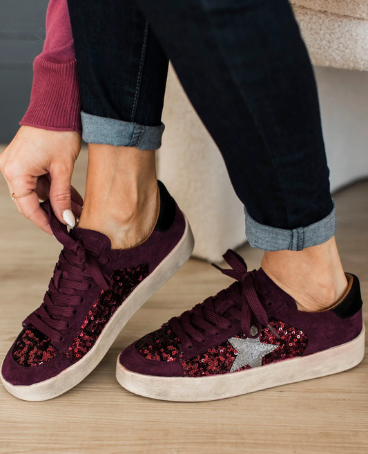 Corky's Another Round Sneakers- Wine Sequins