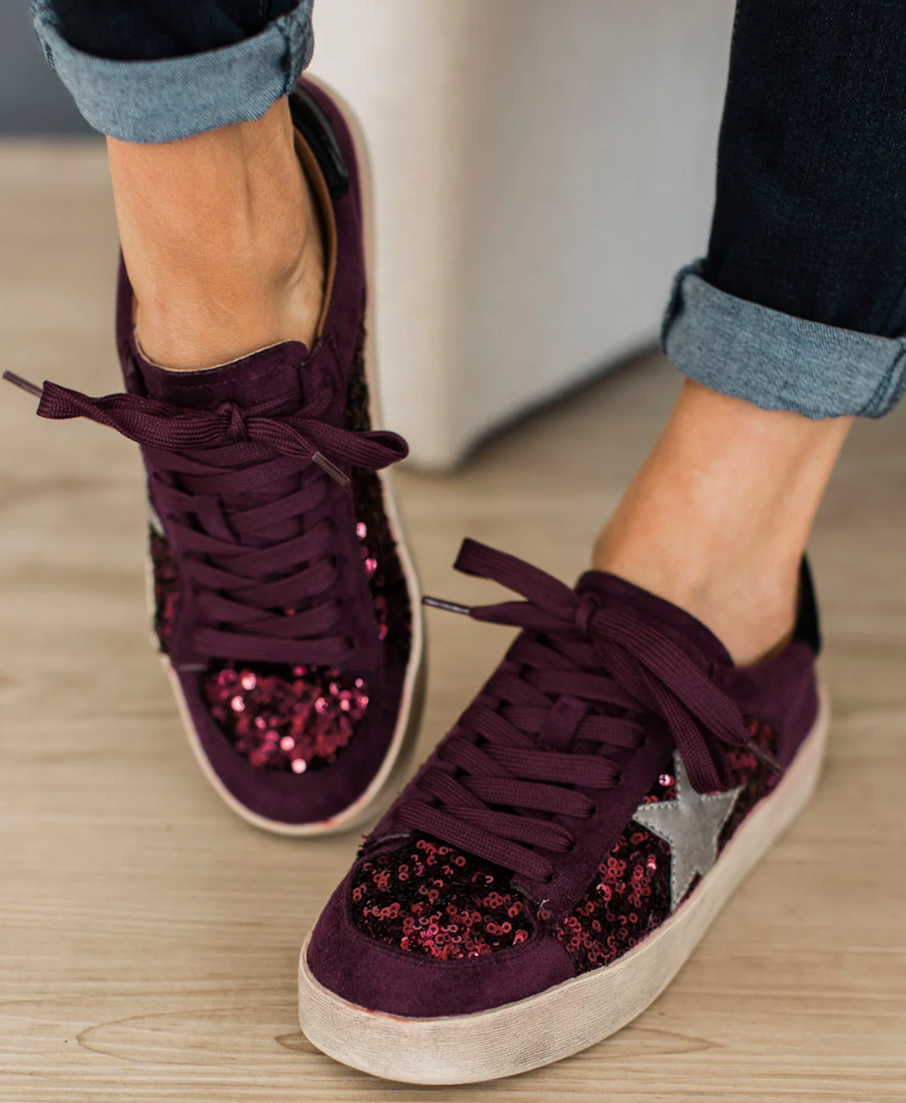 Corky's Another Round Sneakers- Wine Sequins