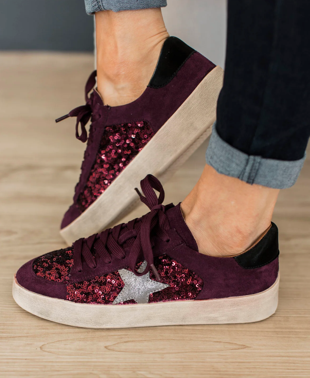 Corky's Another Round Sneakers- Wine Sequins