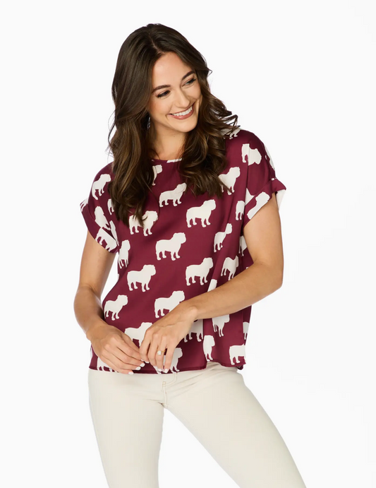 The Mississippi State Bulldogs Rolled Cuff Blouse