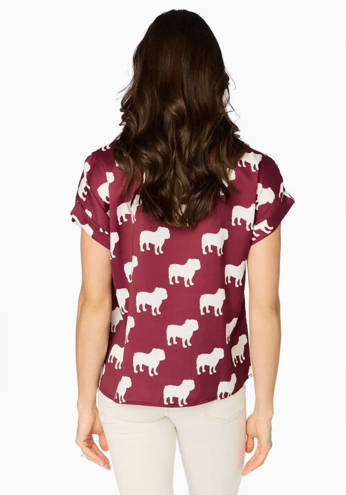 The Mississippi State Bulldogs Rolled Cuff Blouse