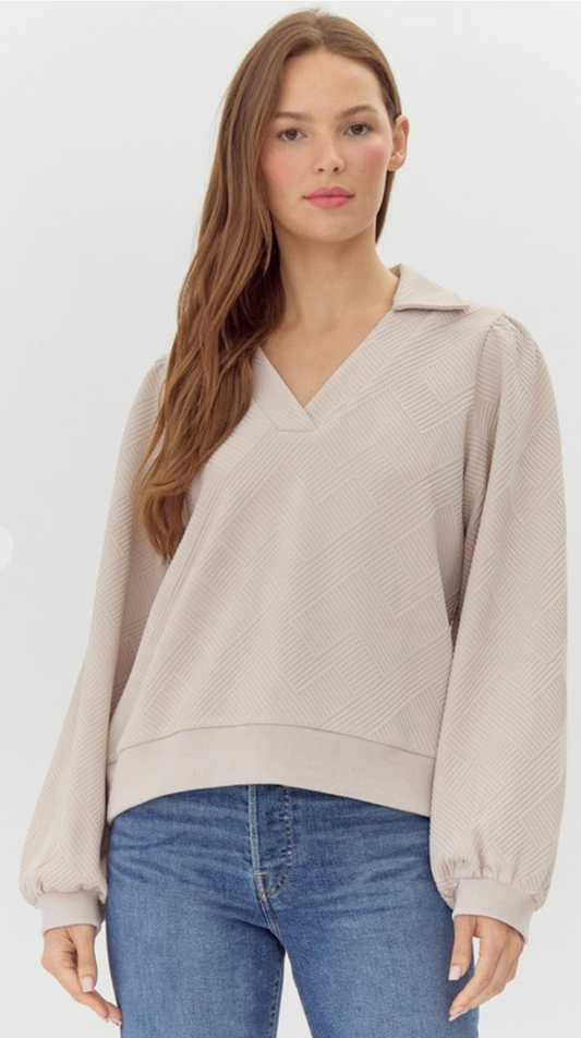 Textured Collared Top