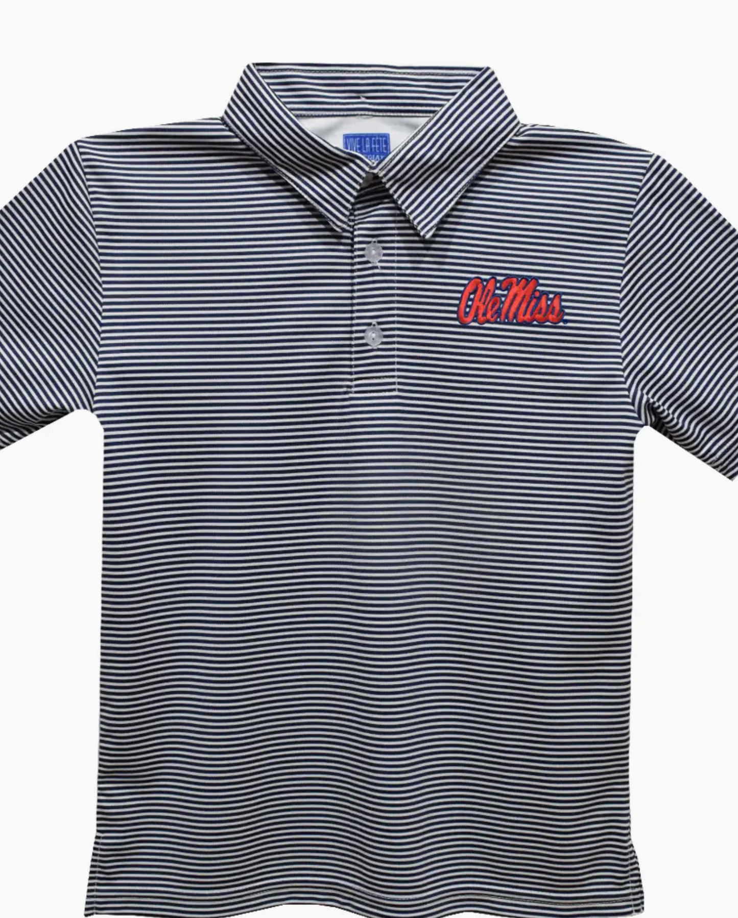 Ole Miss Rebels Embroidered Navy Stripes Polo Shirt