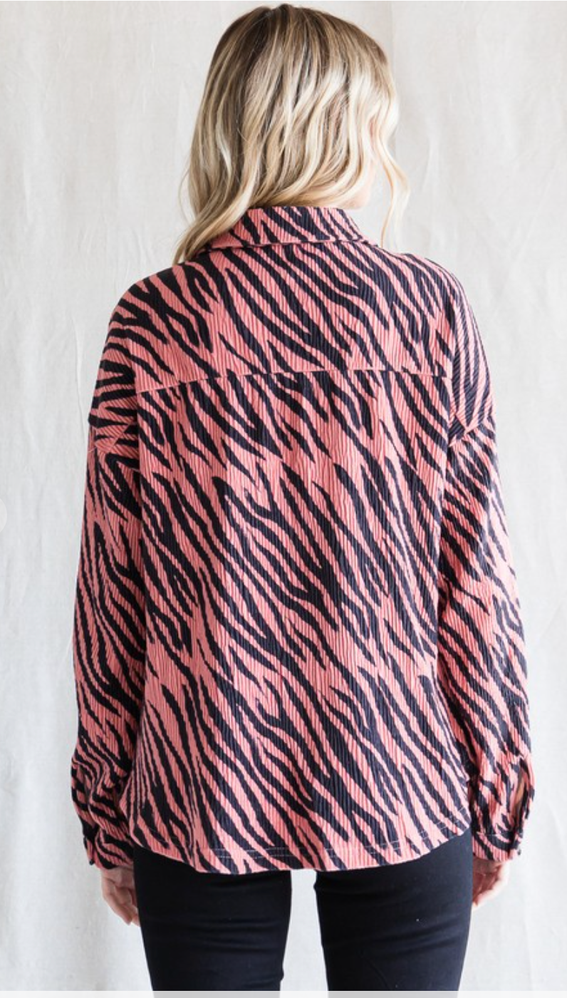 Zebra Print Corduroy Top