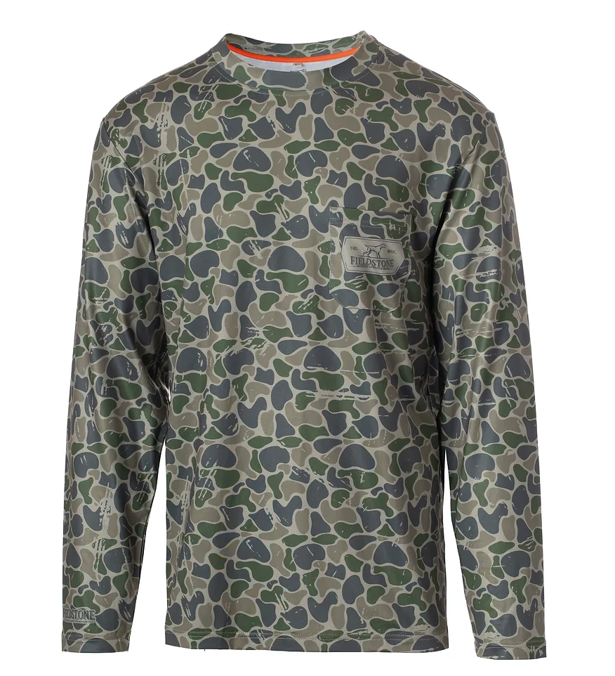 Youth Backwoods Camo Dry-fit L/S Pocketed Tee