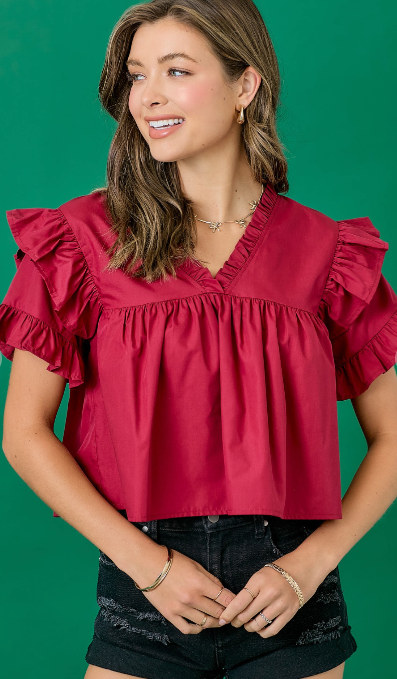 Game Day Ruffled Detailed Top