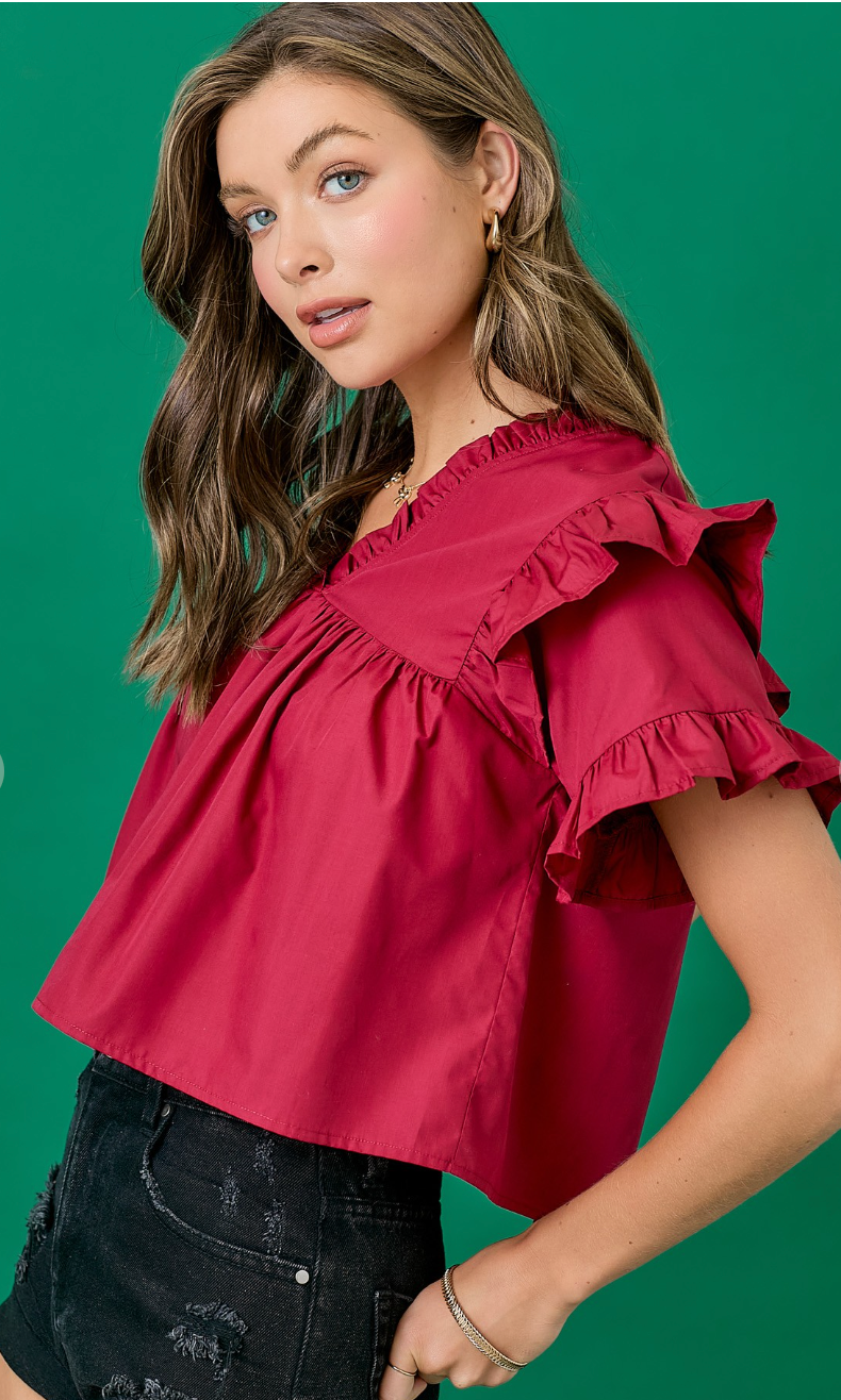 Game Day Ruffled Detailed Top